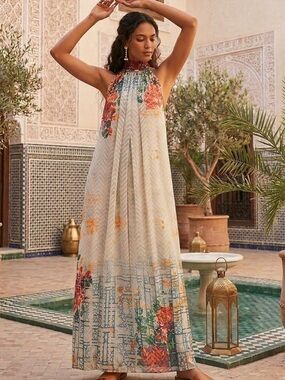 Anthropologie Bhanuni by Jyoti Marilla Maxi Dress Mixed Print Size Small.